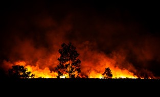 'Bush Inferno', Burning fields at night, Farmers burning their f